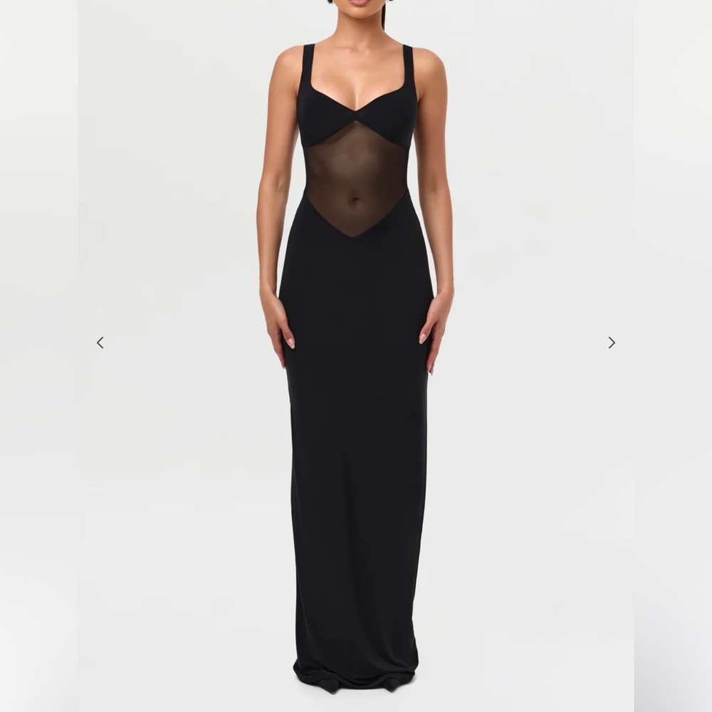 Black Mesh Maxi Dress